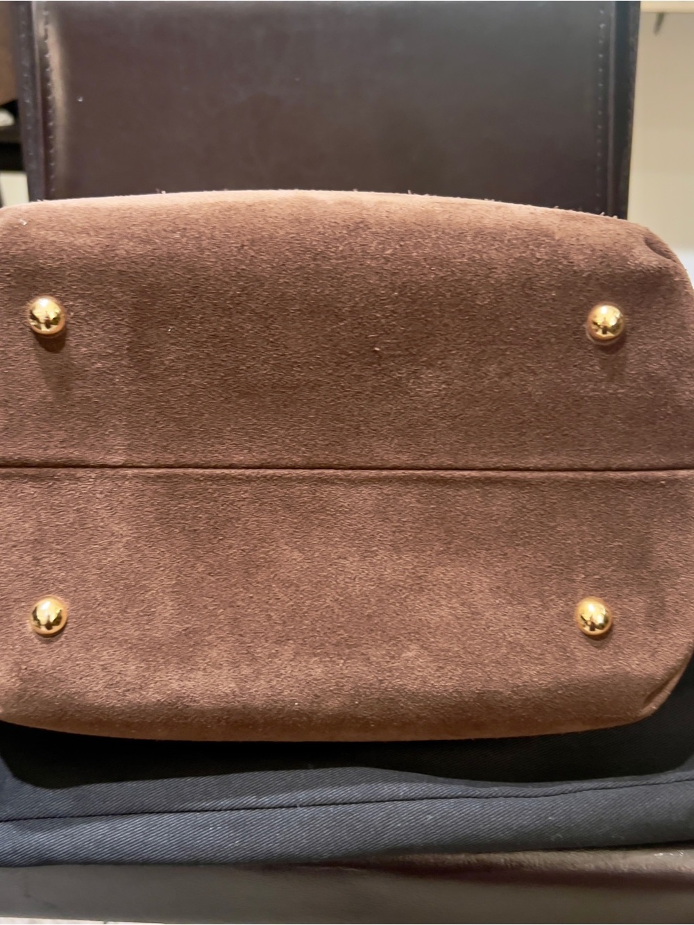 DeMellier Brown Suede Tote Bag with Gold Hardware - Picture 8 of 11